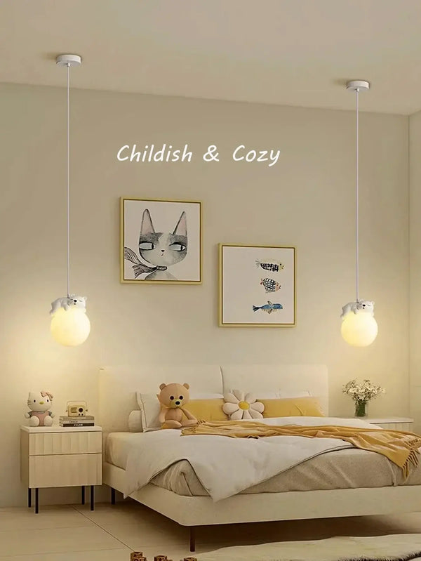Nordic Simple Chandelier pendant lights in a cozy bedroom, soft glow creating a whimsical atmosphere.
