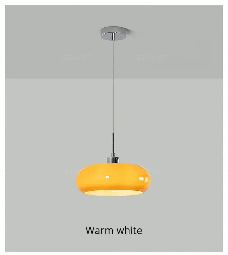 Bauhaus Glass LED Hanging Light I Orange/ White I Various Designs
