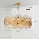 Retro 50s Glass & Iron Chandelier Gold Frame