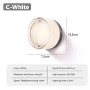 Futuristic and Unique Solid Plexiglass Wall Light with white aluminum and acrylic design, size 13.5cm x 7.5cm.