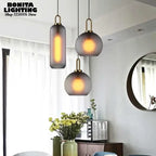 Grey Frosted Sphere Glass Hanging Lamp