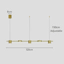 Hanging Minimalism Lights design showcasing adjustable height and sleek brass finish, ideal for modern home decor.