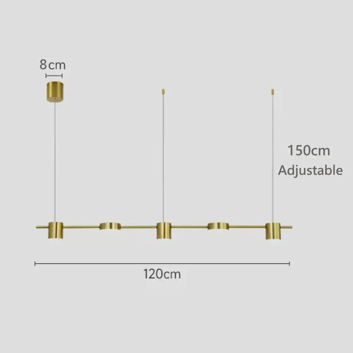 Hanging Minimalism Lights design showcasing adjustable height and sleek brass finish, ideal for modern home decor.