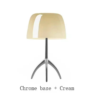 Mid-Century Chrome Tripod Table Lamp with Glossy Dome Shade