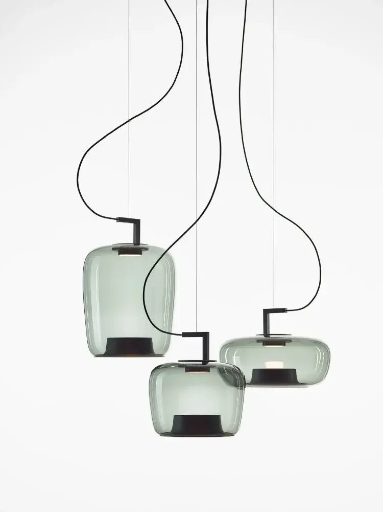 Modern Glass Pendant Light with Iron Detailing