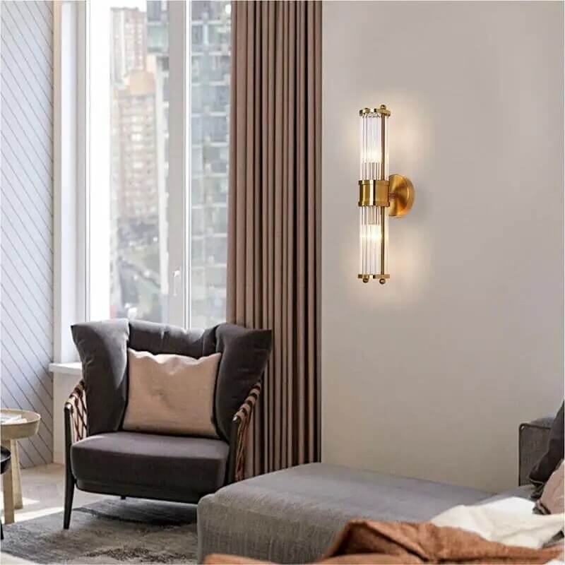 Wall Light Fixtures, Wall Light Fixtures, Wall Light Fixtures, Bathroom Art Deco Brass and Crystal Sconces