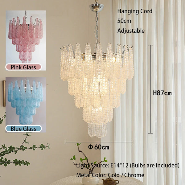 Vintage Drop Glass Chandelier with LED