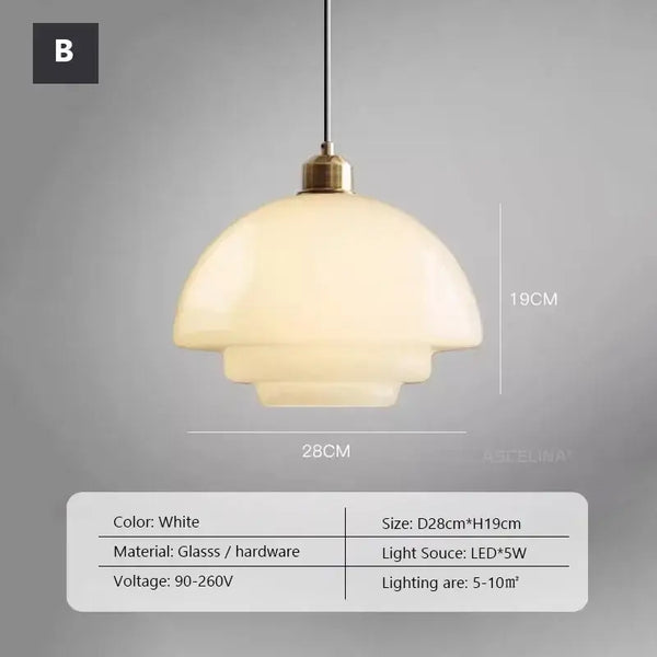 Nordic Vintage Pendant Light | Scandinavian Chic Decor showcasing a cream wind milk glass design with layered details.