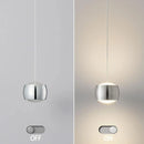 French Nouvelle Vague Pendant Light in off and on states, showcasing its sleek design and vintage charm.