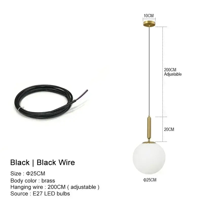 Mid-Century Modern Glass Ball Pendant Light