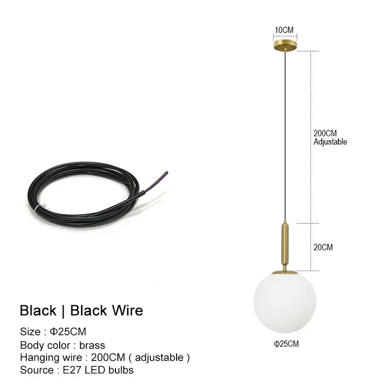 Mid-Century Modern Glass Ball Pendant Light