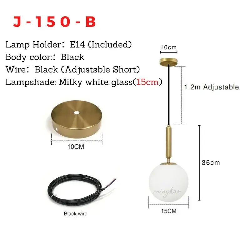 Mid-Century Modern Glass Ball Pendant Light