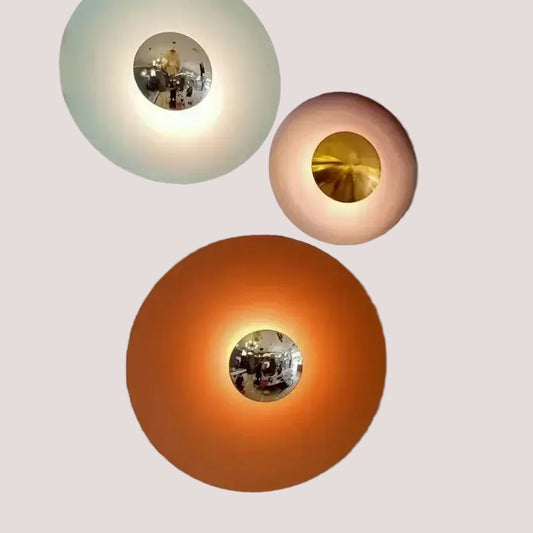 Colourful 30 cm Modern Circle Wall Light with Gold in vibrant hues and gold accents, offering Nordic-inspired sleek and contemporary design.