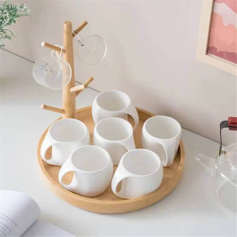 Kitchen Organizers, Kitchen Organizers, Kitchen Organizers, Sturdy Wooden Mug Hanging Display Rack: Mugs Tree in various shapes + colours