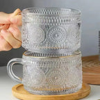 Pretty Vintage Embossed Glass Coffee Cup
