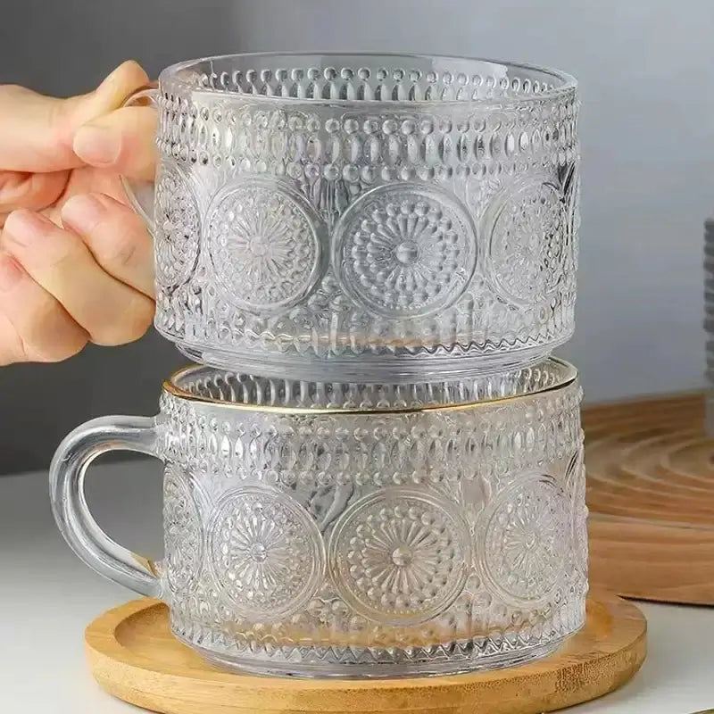 Pretty Vintage Embossed Glass Coffee Cup