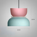 Customizable Modern Pendant Lights in pink and blue, showcasing unique design and size dimensions.