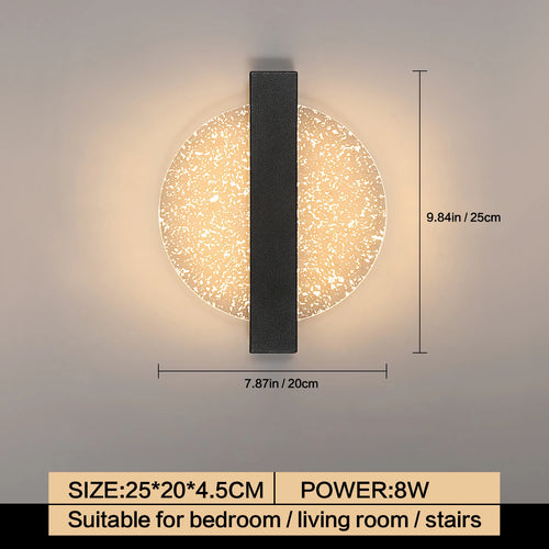 Modern Textured Disc Dimmable LED Wall Light, Black or Gold