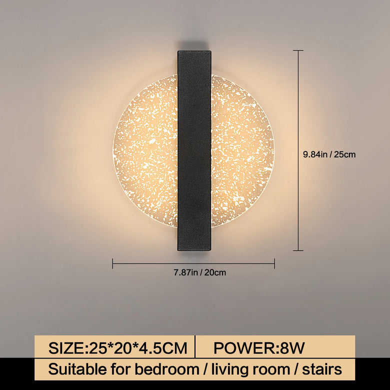 Modern Textured Disc Dimmable LED Wall Light, Black or Gold