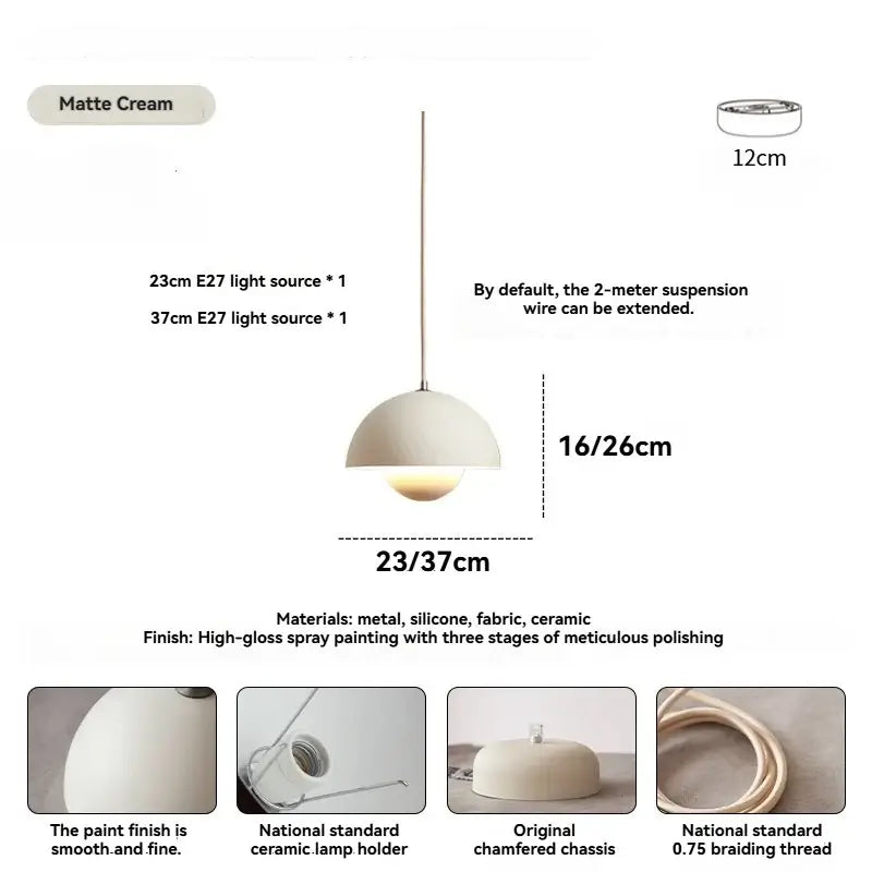 Mid-century Retro Glossy Dome Pendant Lights