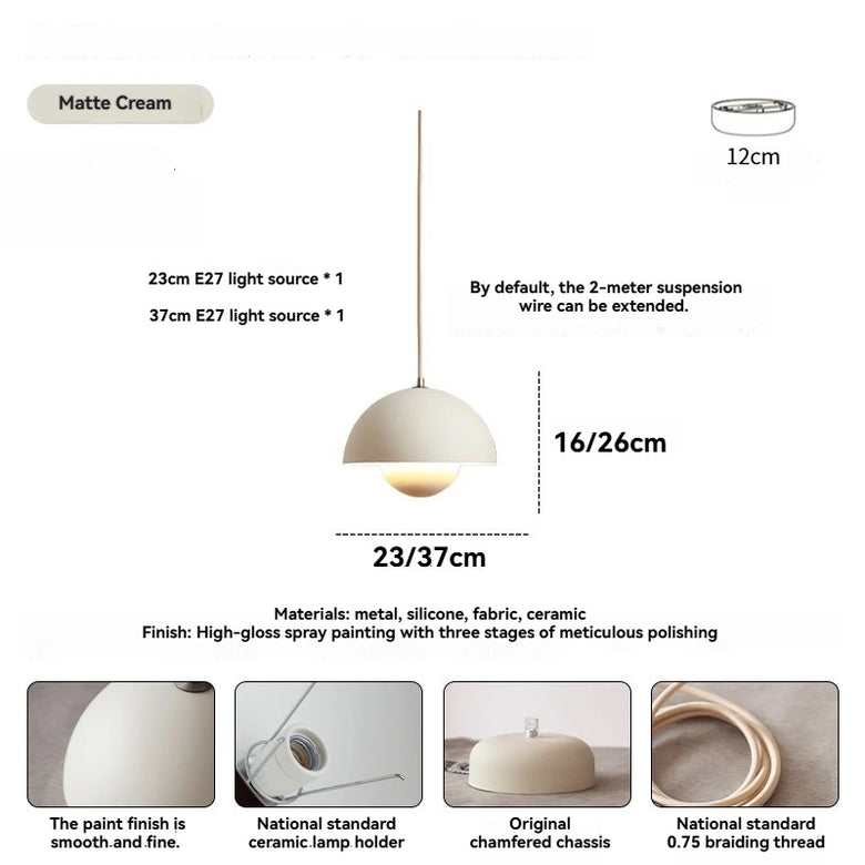 Mid-century Retro Glossy Dome Pendant Lights