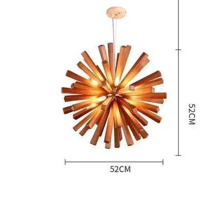 Solid Wood Oak Chandelier - Modern LED Fixture