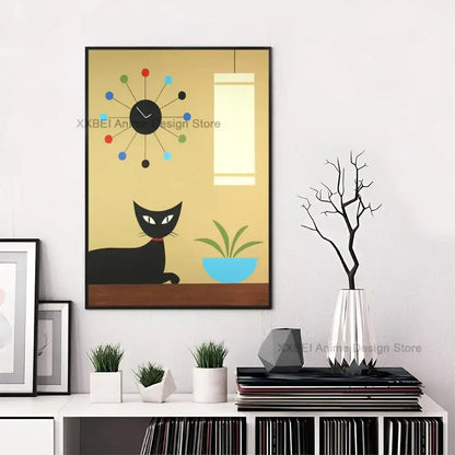 Space Age Atomic Cat Premium Canvas Poster