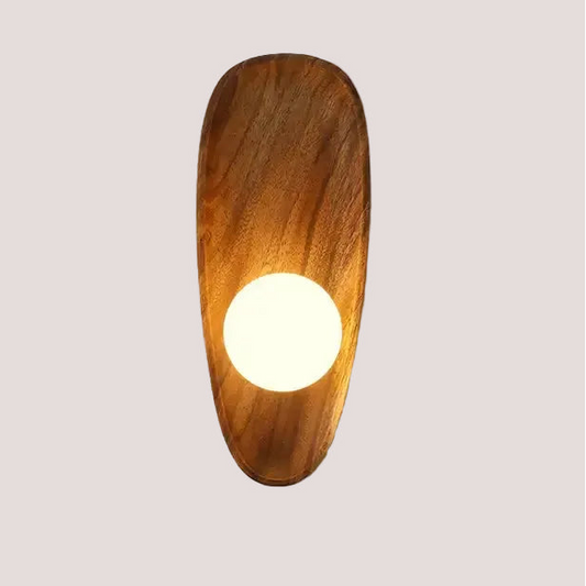 Vintage Walnut Wall Light with LED bulb, featuring walnut wood and frosted glass for a warm, inviting glow, ideal for stylish interiors.