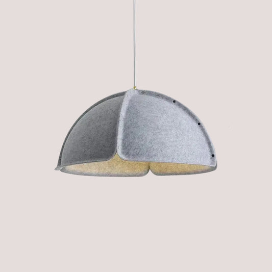 Italian Designer Felt Pendant Light – Sculptural Dome for Dining Rooms and Kitchens in grey with soft interior glow