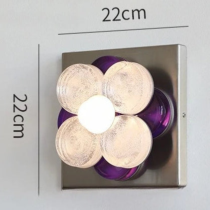 Wall-mounted light fixture with dimensions and specifications on a gray background