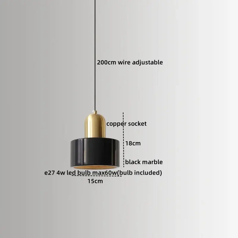 Art Deco Marble And Polished Copper Pendant Lights