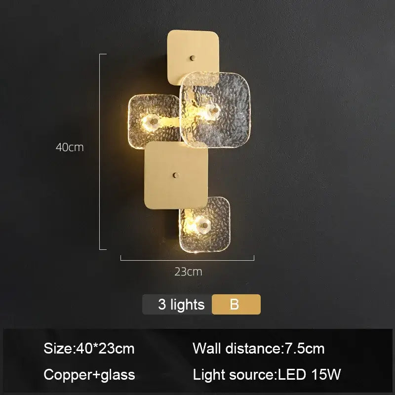 Vintage Glass & Brass Wall Lights - LED Sconce