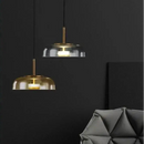Retro 80s Transparent Large Pendant Lamp in a stylish modern living space with cozy warm light.