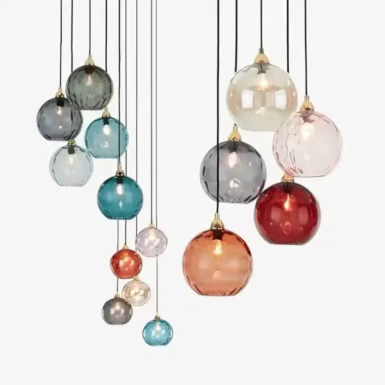 Delicious Lollipop Modern Pendant Light featuring colorful glass balls and a sleek iron finish.
