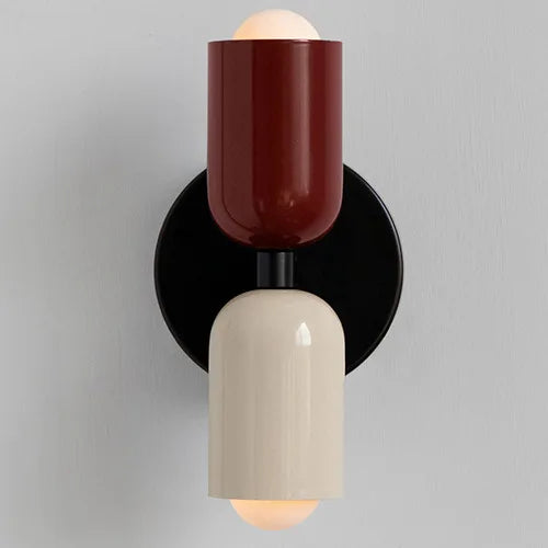 Postmodern Two-Tone Pill Wall Sconce, on black plate