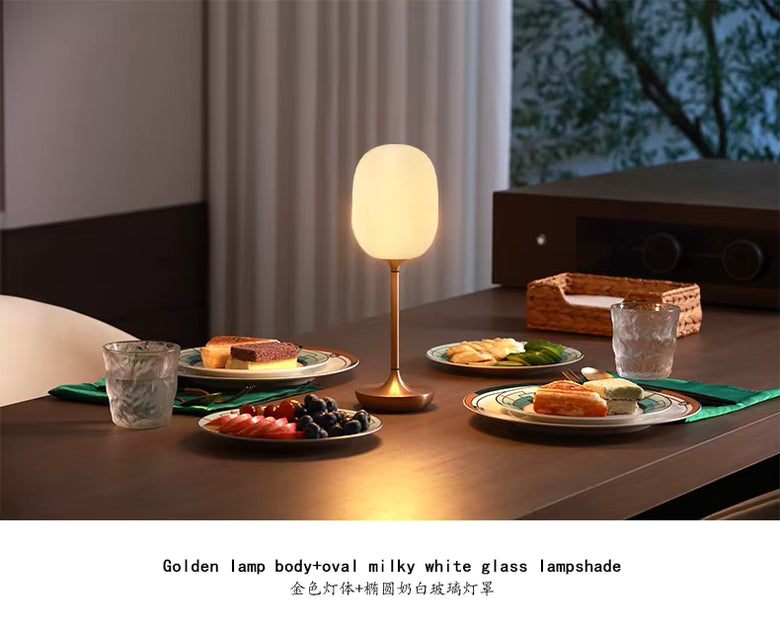 Nordic Minimalist Cordless Glass Globe Table Lamp – Rechargeable