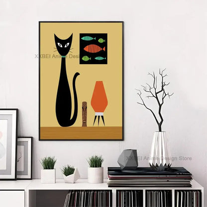 Space Age Atomic Cat Premium Canvas Poster