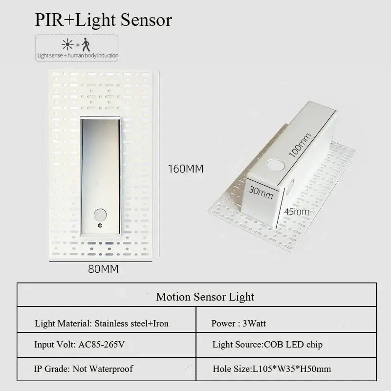 Recessed Staircase Wall Lamp - PIR Motion Sensor