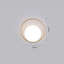 Modern Simple Art Deco Revival Wall Lamp with gold trim, 23cm diameter and bright light.