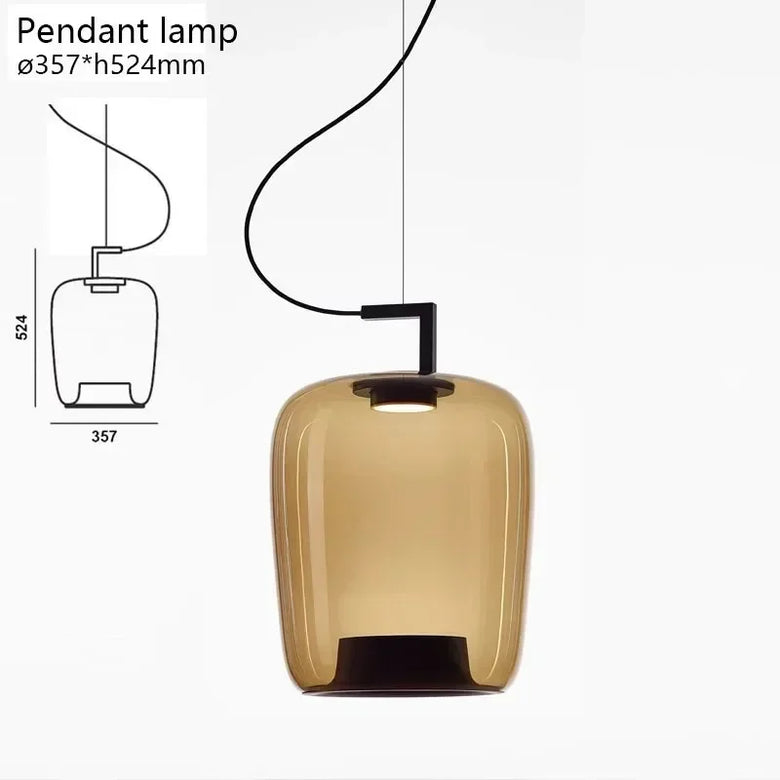 Modern Glass Pendant Light with Iron Detailing