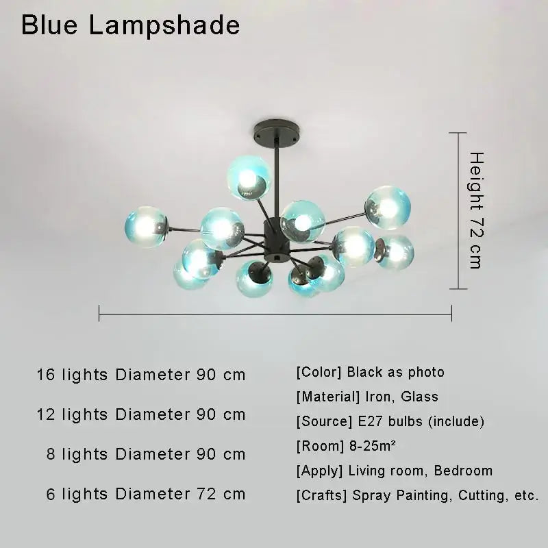 Mid-Century Modern Glass Globe Sputnik Chandelier – 6 to 16 Lights
