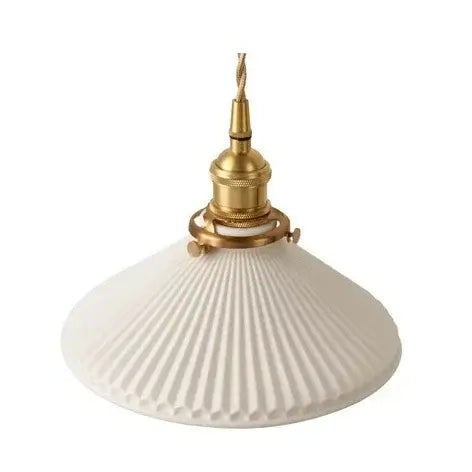 White Ceramic Lamp with Brass Base - Elegant & Timeless