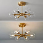 Modern Copper Glass Ball Chandelier - Mid-Century Style