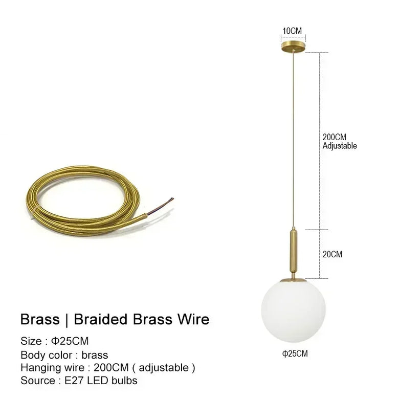 Modern Gold Glass Ball Pendant