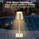 LED Rechargeable Modern Touch Desk Lamp with IP54 water protection, ideal for outdoor use by the pool.