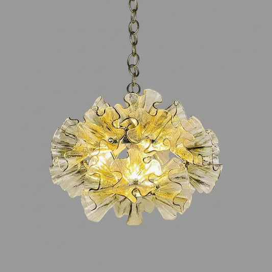 hero Luxury Flower-Shaped Glass Chandelier 45cm showcasing stunning petal-like glass design and warm illumination.