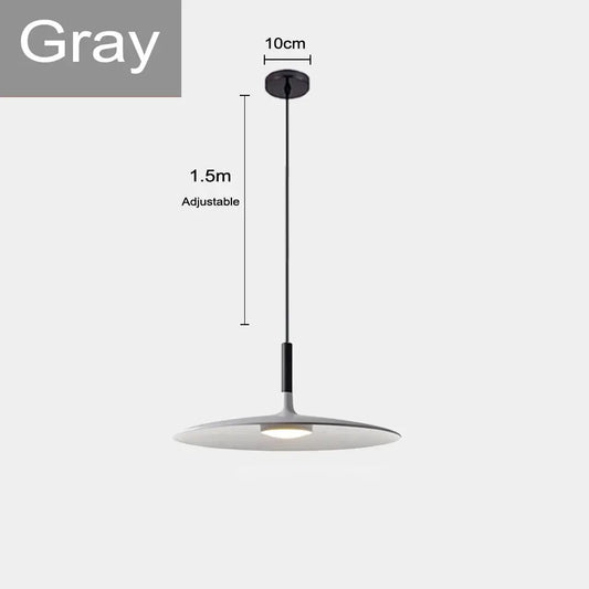 Sleek, Modern Led Pendant Lamps in gray color with adjustable height and minimalist design.