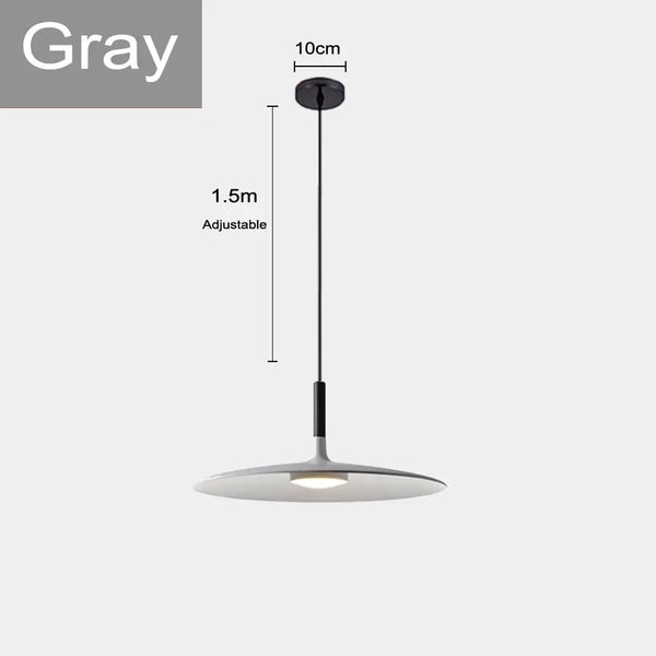Sleek, Modern Led Pendant Lamps in gray color with adjustable height and minimalist design.