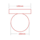 Dimensions of Colourful Macaron LED Wall Lamp 10/12cm showing the 120mm width and 100mm diameter.