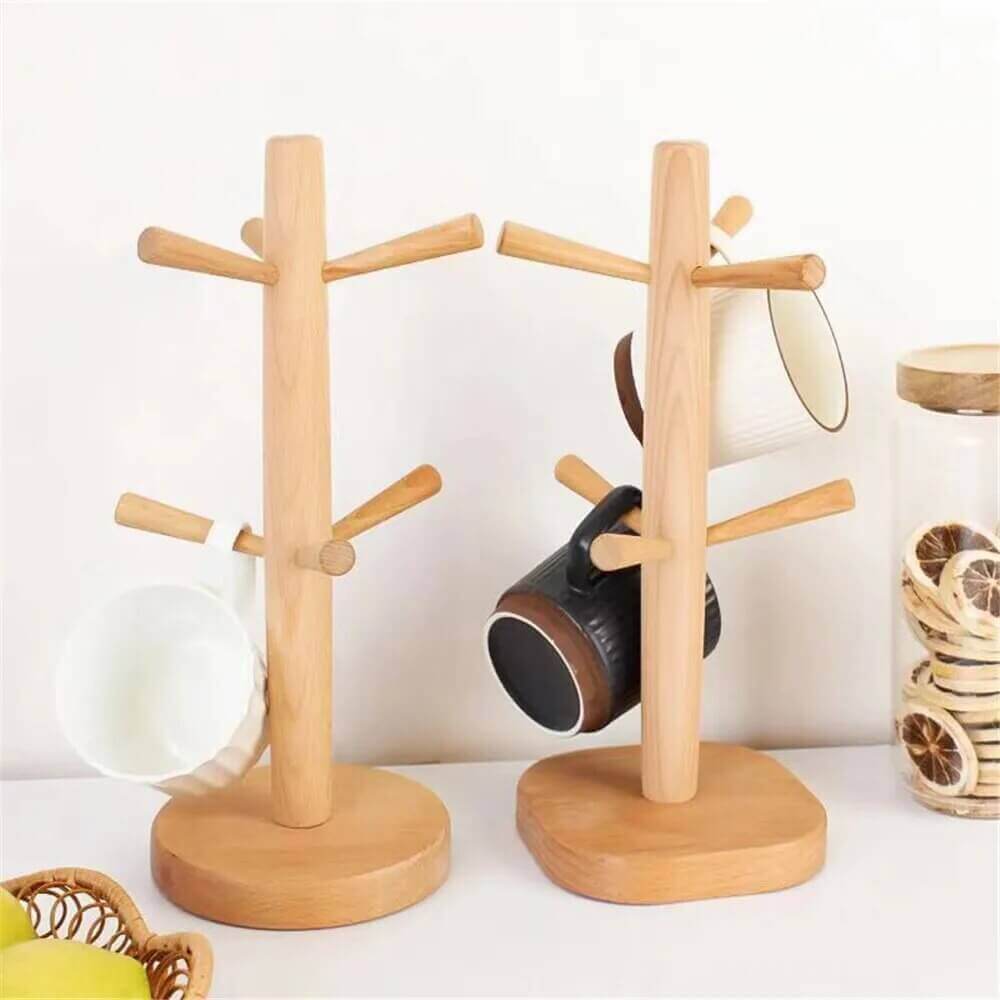 Kitchen Organizers, Kitchen Organizers, Kitchen Organizers, Sturdy Wooden Mug Hanging Display Rack: Mugs Tree in various shapes + colours